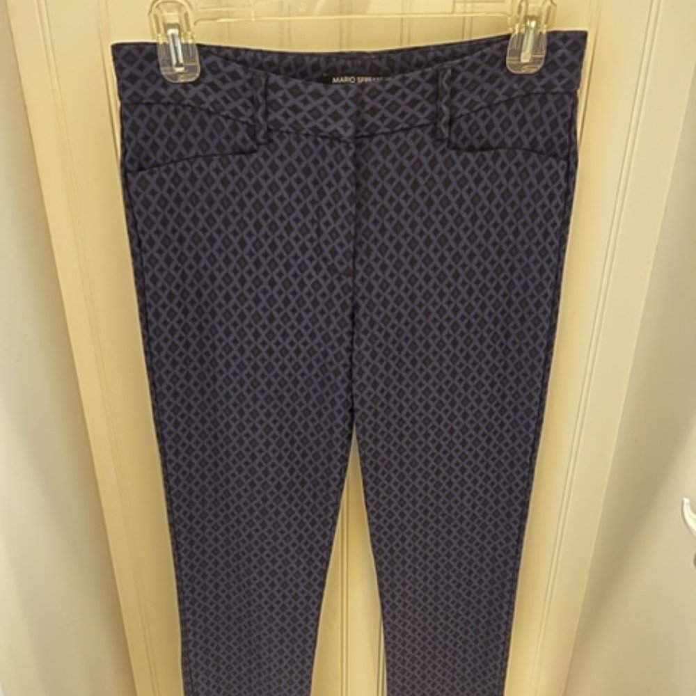 Mario Serrani Printed Dress Pants Black & Dark Blue Chino Straight Casual